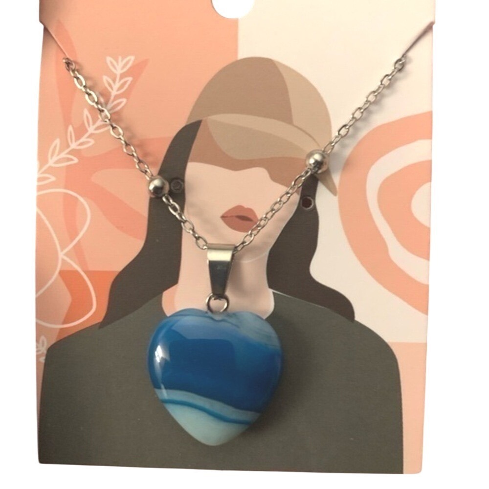 Blue Heart Pendant Necklace‎
